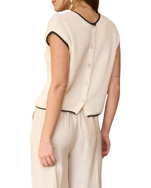 Blu Pepper Natural Cap Sleeve Button Back Sweater