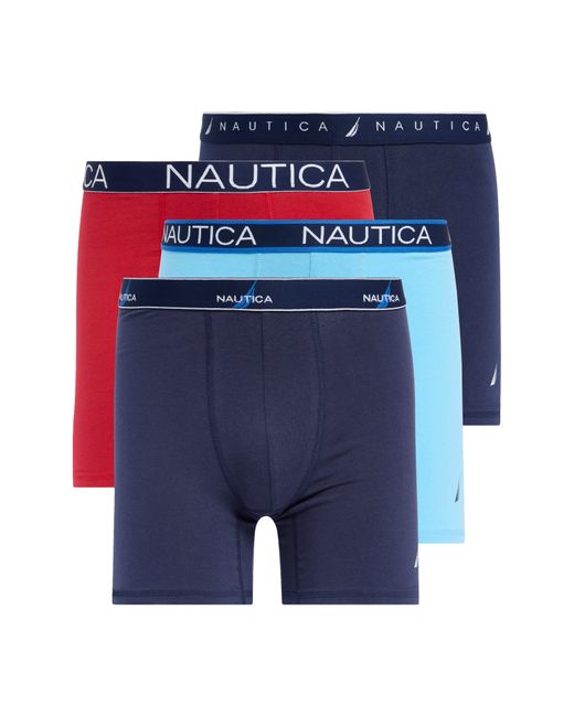 Nautica Blue 4-pack Assorted Stretch Cotton Boxer Briefs for men