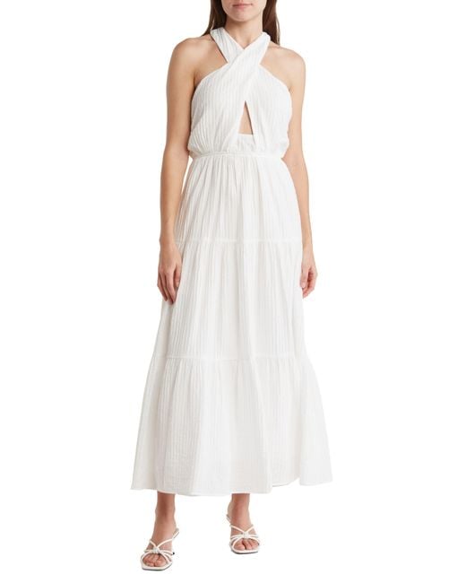 Lush Crossover Halter Neck Maxi Dress in White | Lyst