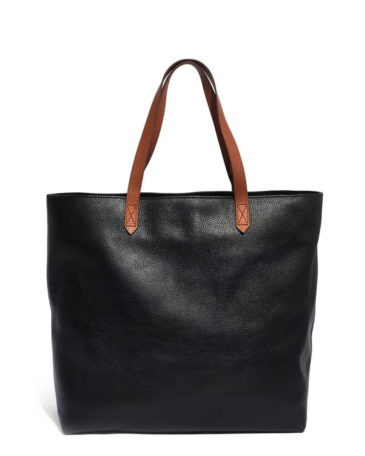 Madewell Black Zip Top Transport Leather Tote