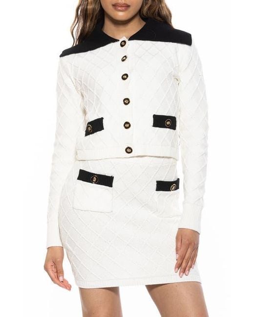 Alexia Admor White Pattern Cardigan