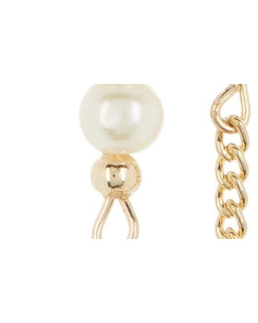 AREA STARS White Mini Pearl Chain Drop Earrings