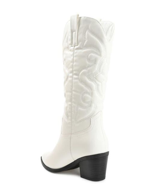 Journee Collection White Chantry Western Boot