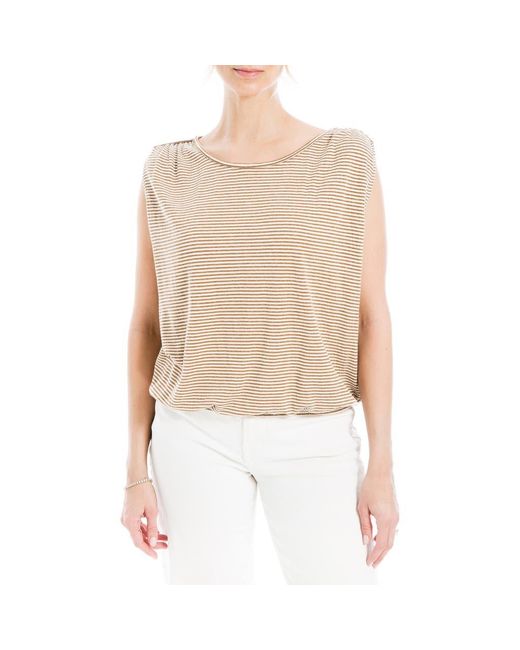 Max Studio White Stripe Cinched Shoulder Tank Top