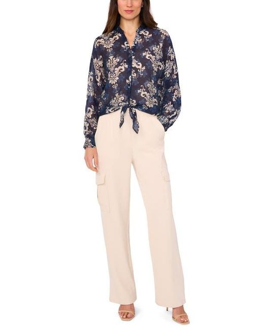 Halogen® Blue Tie Front Top