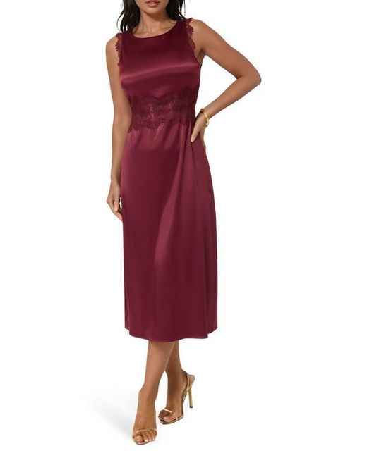Bebe Women's Red Lace Trim Satin Cocktail Dress