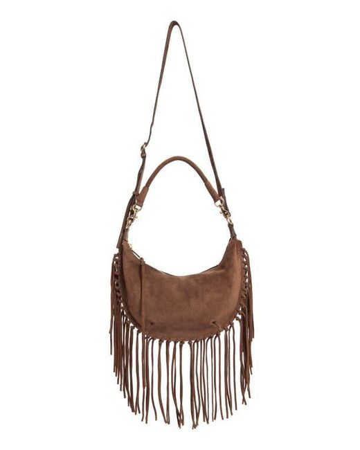 Rebecca Minkoff Darren Slim Fringe Suede Crossbody Bag in Metallic