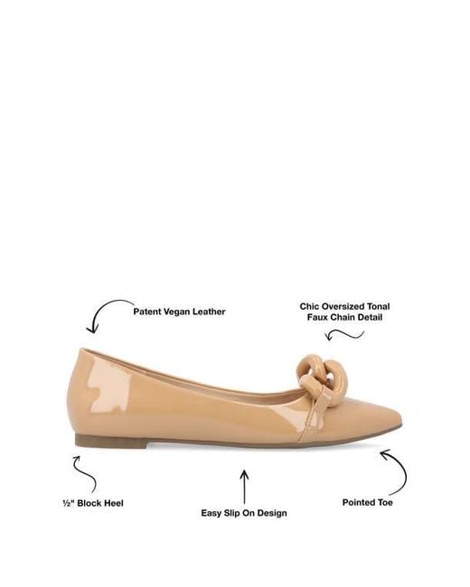 Journee Collection Natural Clareene Pointed Toe Flat