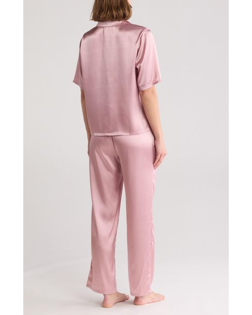 Nicole Miller Pink Satin Boxy Pajamas