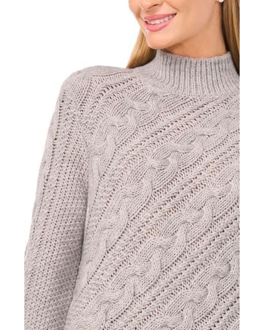Halogen® Multicolor Diagonal Cable Mock Neck Sweater