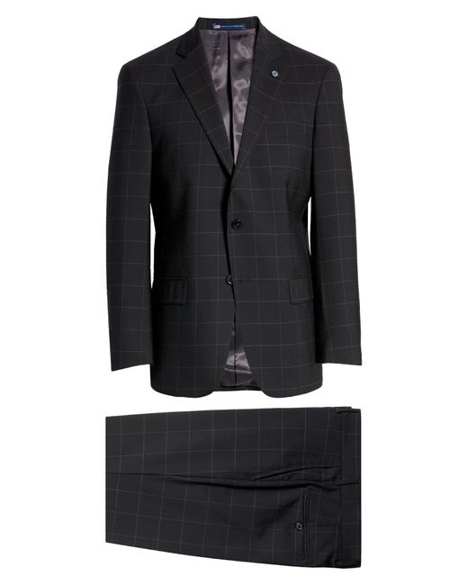 Hart Schaffner Marx Black Windowpane Plaid Two Button Notch Lapel Wool Suit At Nordstrom Rack for men