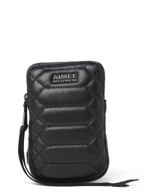 Aimee Kestenberg Capri Quilted Leather Crossbody Phone Bag In Black W