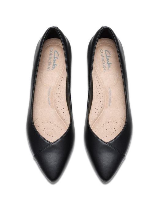 Clarks Black Pointed Leather Slingback Pumps