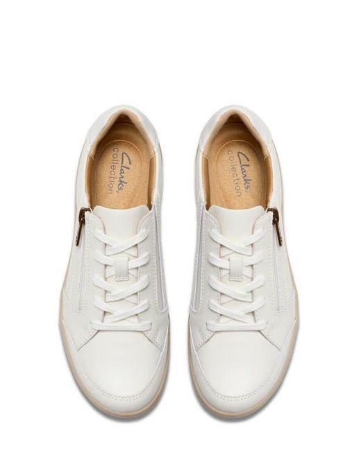 Clarks White Bryianne Bayla Side Zip Sneaker