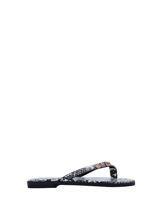 Bebe White Python Embossed Thong Sandal