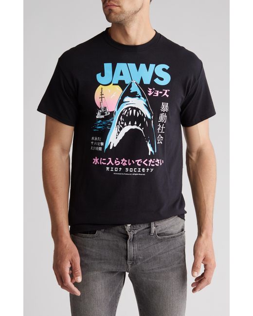 Riot Society Gray Jaws Kanji Cotton Graphic Tee for men