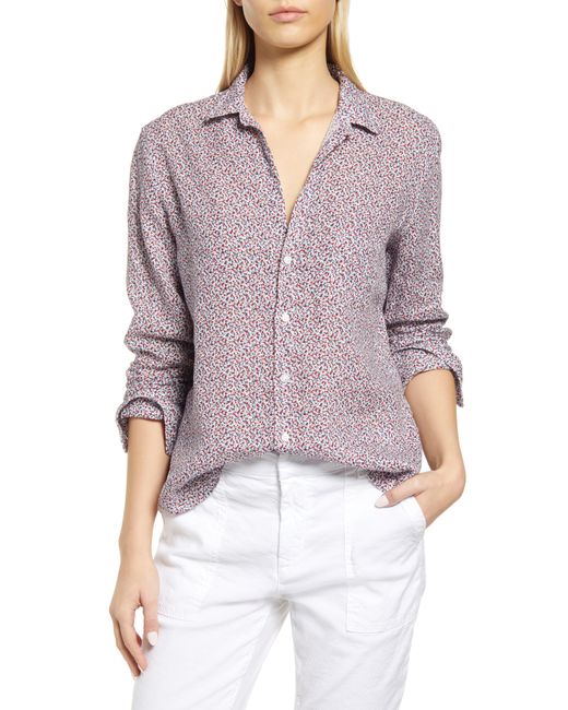 Frank & Eileen Purple Floral Linen Button-up Shirt