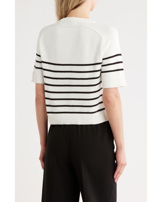 Vigoss White Nautical Stripe Short Sleeve Sweater