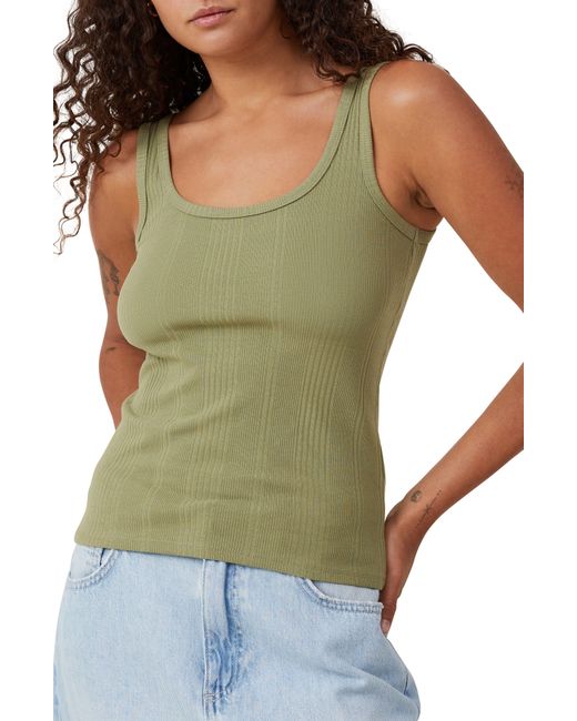 Cotton On Green The One Variegated Rib Scoop Neck Tank