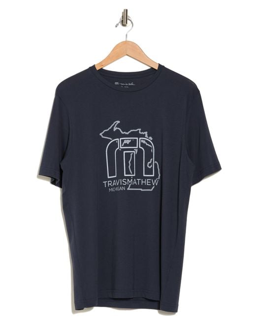 Travis Mathew Blue White Pine Graphic Print T-shirt for men