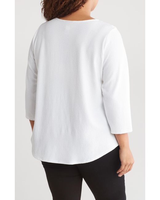 Ruby Rd White Cable Stripe Top