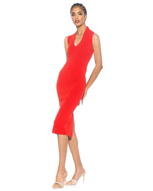 Alexia Admor Red Letita Knit Midi Dress