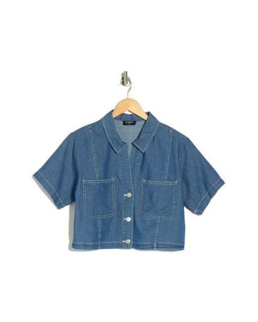 Blu Pepper Blue Crop Denim Blouse