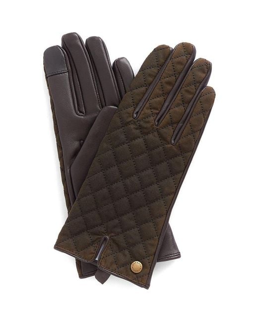 Barbour Diamond Quilted Leather Gloves in Brown Lyst