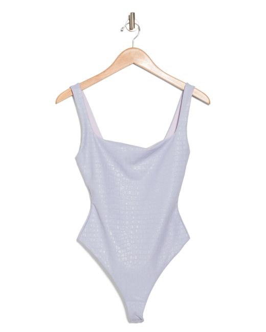 Naked Wardrobe Purple The Crocodile Collection Croc Embossed Faux Leather Tank Bodysuit