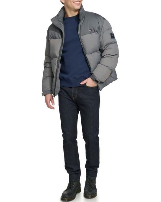 Tommy Hilfiger Gray Matte Water Resistant Puffer Jacket for men