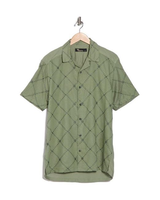 T.R. Premium Green Floral Diamond Embroidered Camp Shirt for men