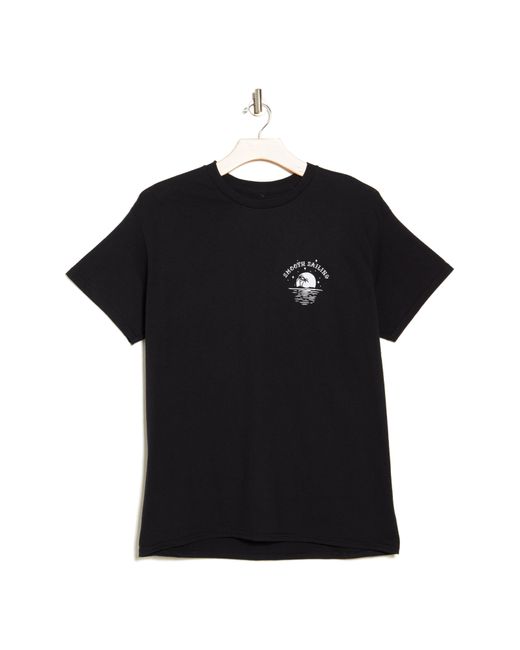 Retrofit Black Smooth Sailing Cotton Graphic T-shirt for men
