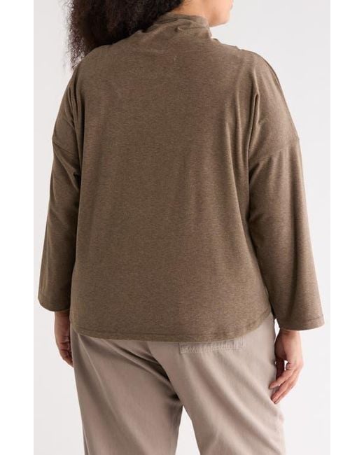 Max Studio Brown Funnel Neck Top