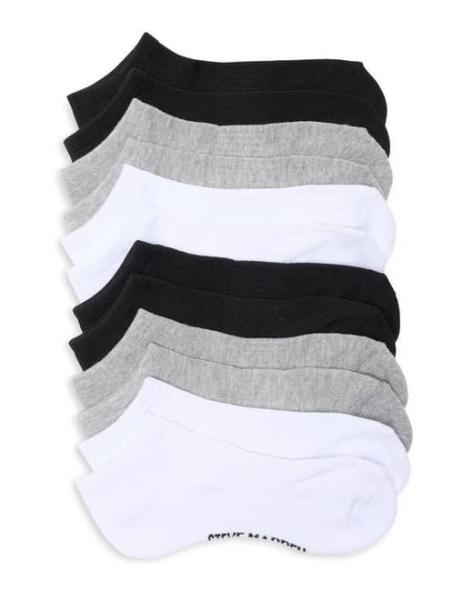 Steve Madden Black 6-Pack Solid Ribbed Arch Low Cut Socks