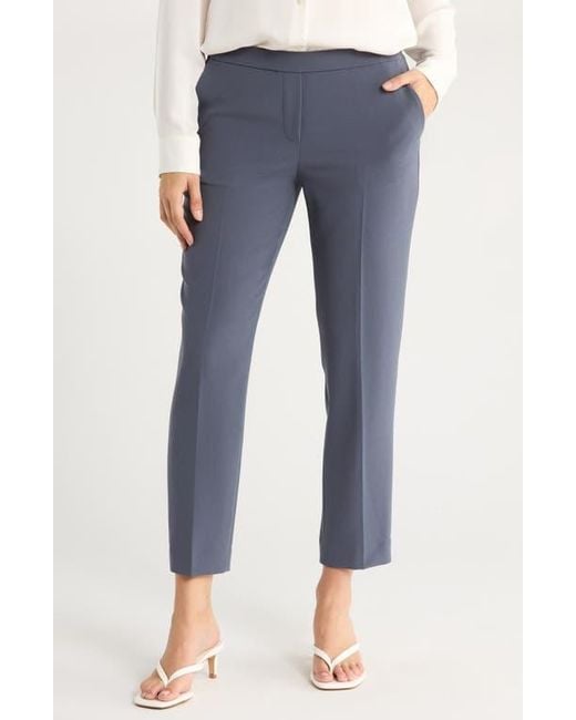 Theory Blue Treeca Flat Front Crop Pull-On Pants