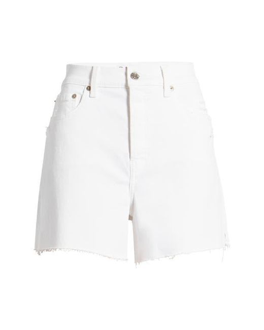 DAZE White Bottom Line High Waist Distressed Denim Cutoff Shorts