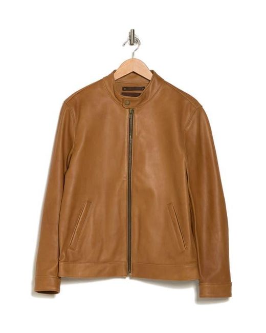 Frye Brown Cafe Leather Racer Jacket for men