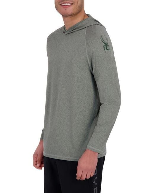 Spyder Gray Drop Needle Long Sleeve Hooded Rashguard for men