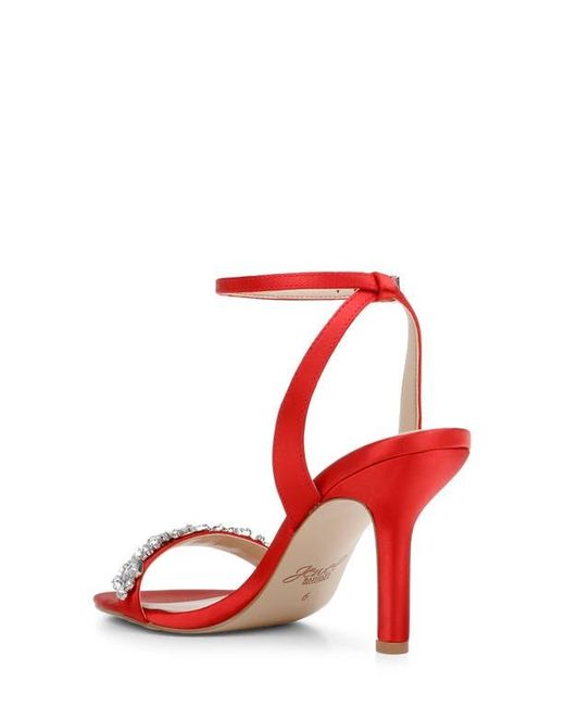 Badgley Mischka Red Ojai Crystal Ankle Strap Sandal