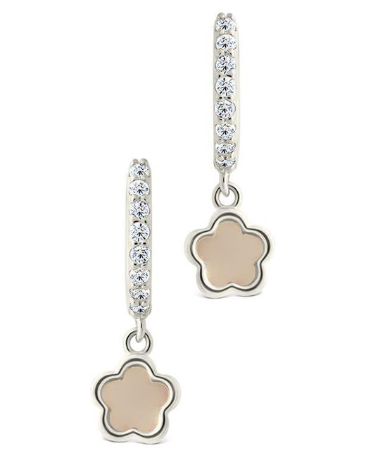 Sterling Forever White Faelina Cubic Zirconia & Star Drop Hoop Earrings