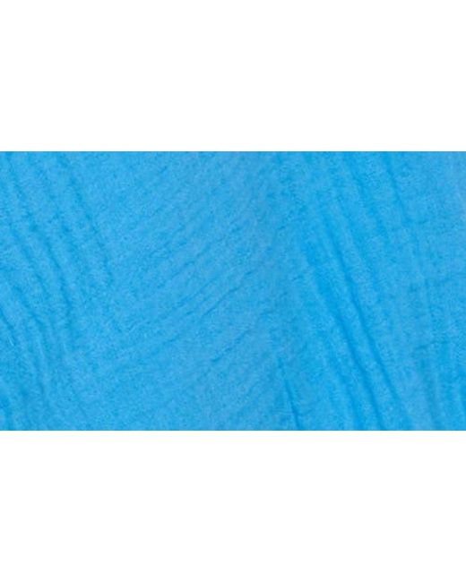 Elan Blue Three-Quarter Balloon Sleeve V-Neck Cover-Up Top