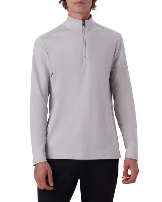 Bugatchi Gray Quarter Zip Knit Pullover for men