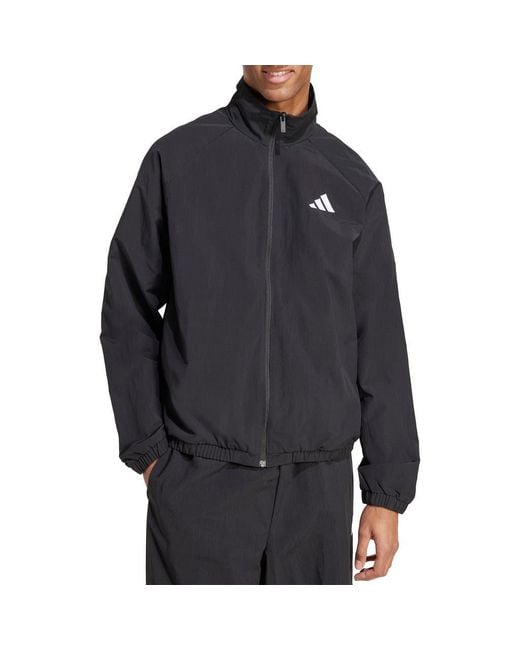 Adidas Black Essential Logo Windbreaker for men