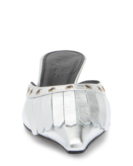 Aeyde White Tania Kiltie Fringe Mule