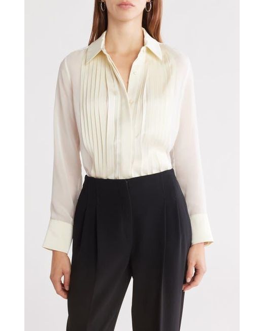Jonathan Simkhai White Vinka Pleated Button-Up Shirt