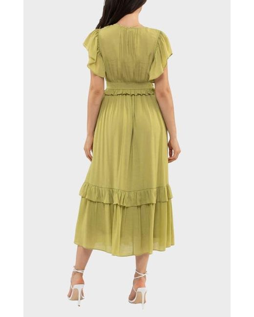 AUGUST SKY Green Flutter Sleeve Maxi Dress