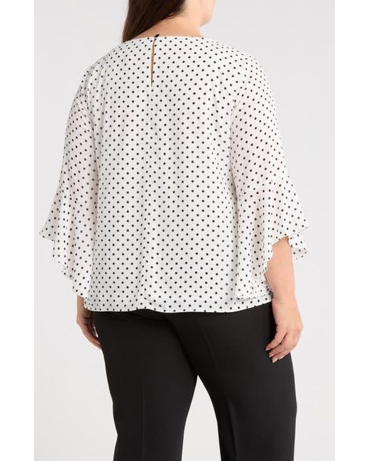 Kasper White Ruffle Sleeve Top