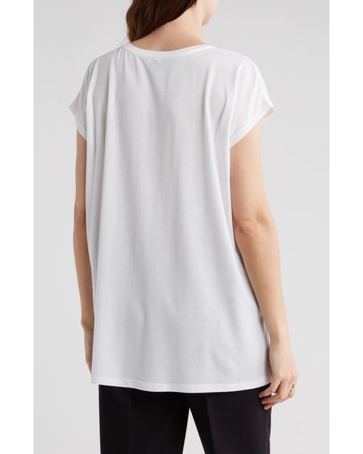 Eileen Fisher White V-neck ® Lyocell T-shirt