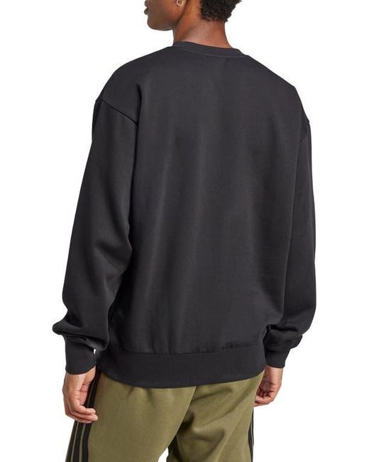 Adidas Black Essentials Feelcozy Fleece Crewneck Sweatshirt for men