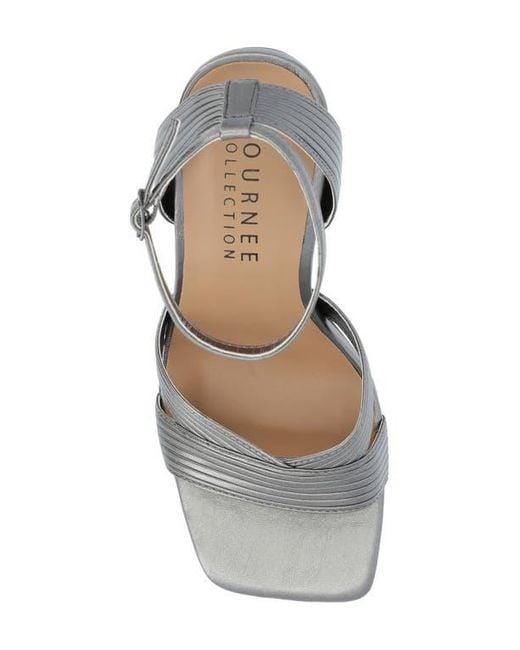 Journee Collection Metallic Annett Ribbed Strap Pump